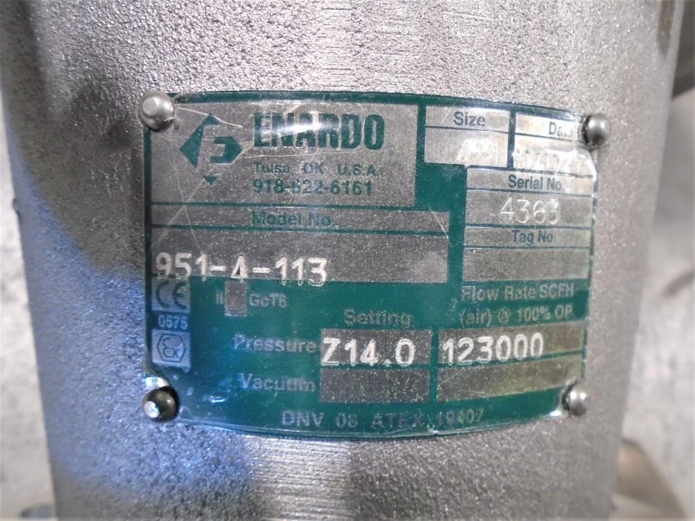 Enardo 4" 150# Top Mount Pressure Relief Vent Valve, 951-4-113, Aluminum